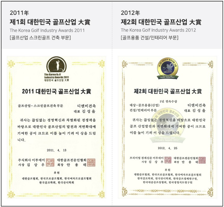 대한민국 골프산업 대상 상장
